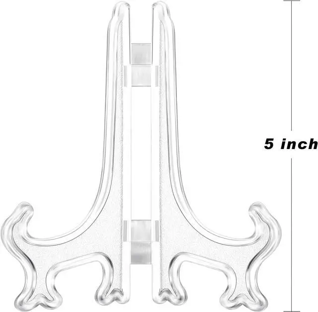 Alt view image 2 of 6 - Boao 24 Pcs 5 Inch Plate Display Stands, Clear Acrylic Easels for Cards