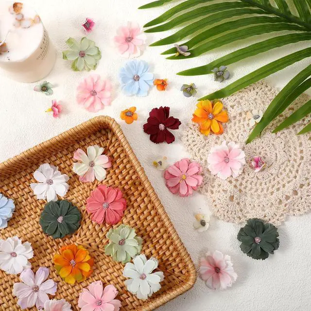Alt view image 2 of 7 - Mini Artificial Flowers for Decoration, 120 Pieces Small Fabric Silk Flowers Fake Wildflowers Garland Decoration Multicolor Rose Daisy Peony Flowers Heads for Home Wedding DIY Crafts Decoration