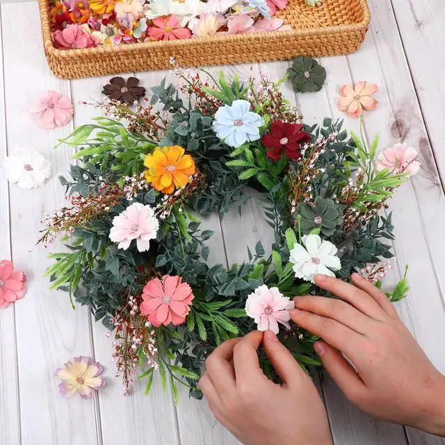 Alt view image 6 of 7 - Mini Artificial Flowers for Decoration, 120 Pieces Small Fabric Silk Flowers Fake Wildflowers Garland Decoration Multicolor Rose Daisy Peony Flowers Heads for Home Wedding DIY Crafts Decoration