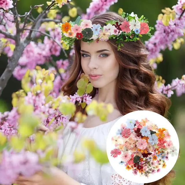 Alt view image 7 of 7 - Mini Artificial Flowers for Decoration, 120 Pieces Small Fabric Silk Flowers Fake Wildflowers Garland Decoration Multicolor Rose Daisy Peony Flowers Heads for Home Wedding DIY Crafts Decoration