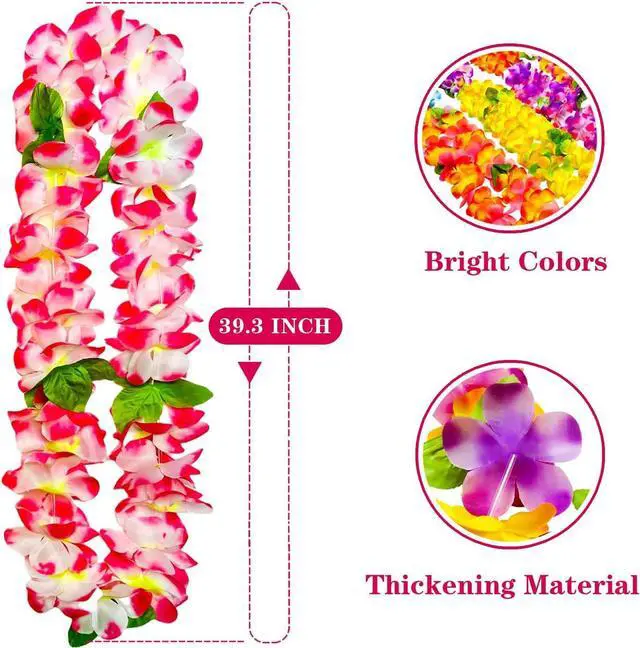 Alt view image 2 of 7 - GoodUping 12 Counts Thickened Hawaiian Leis, Perfect Luau Party Supplies for Summer Beach Vacations, Essential Party Decorations for Birthday, Graduation, and Wedding Celebrations
