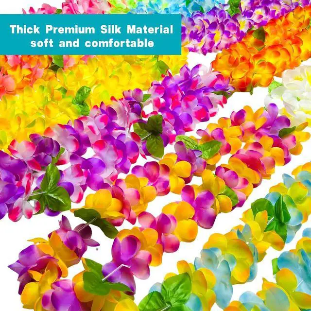 Alt view image 3 of 7 - GoodUping 12 Counts Thickened Hawaiian Leis, Perfect Luau Party Supplies for Summer Beach Vacations, Essential Party Decorations for Birthday, Graduation, and Wedding Celebrations