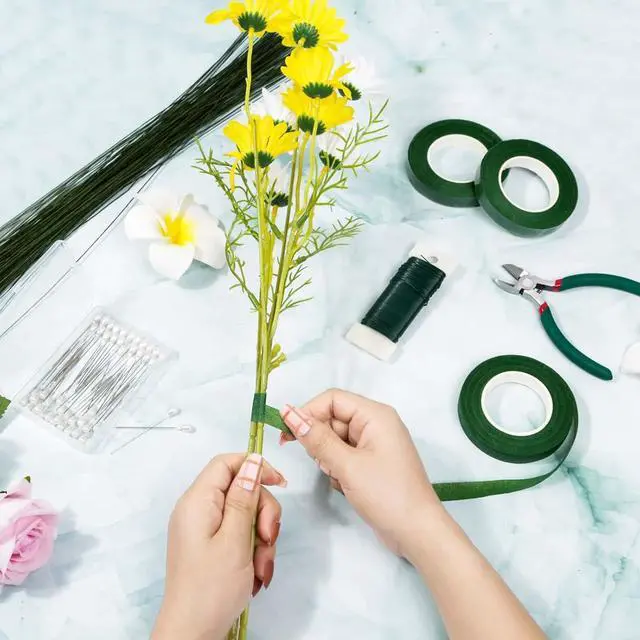 Alt view image 7 of 7 - PAXCOO Floral Arrangement Kit with Green Tape and Wire, Boutonniere Flower pin, Wire Cutter for Wreath Making Supplies