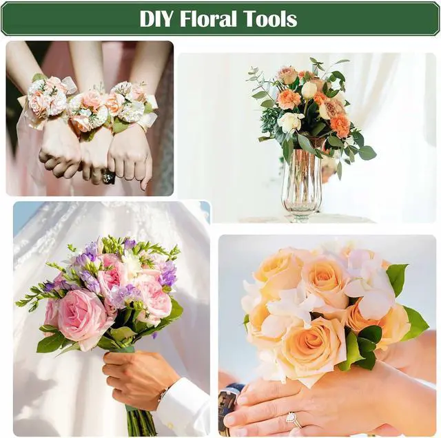 Alt view image 2 of 7 - PAXCOO Floral Arrangement Kit with Green Tape and Wire, Boutonniere Flower pin, Wire Cutter for Wreath Making Supplies