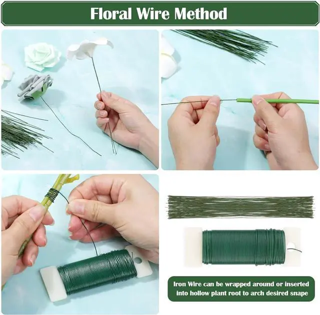 Alt view image 3 of 7 - PAXCOO Floral Arrangement Kit with Green Tape and Wire, Boutonniere Flower pin, Wire Cutter for Wreath Making Supplies