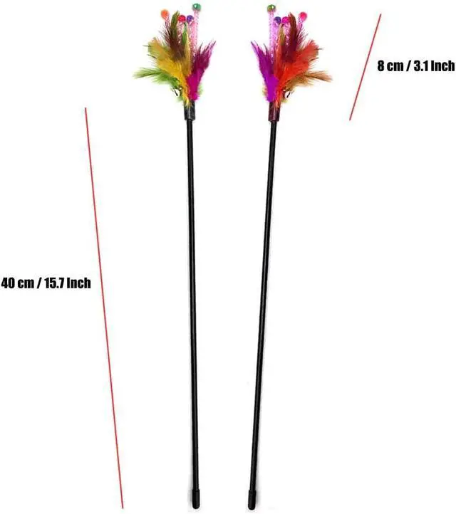 Alt view image 2 of 6 - IUHKBH Cat Wand, 4 PCS Interactive Feather Stick Flexible Kitten Wand Safe Cat Teaser Wand for Indoor, All Breed Sizes