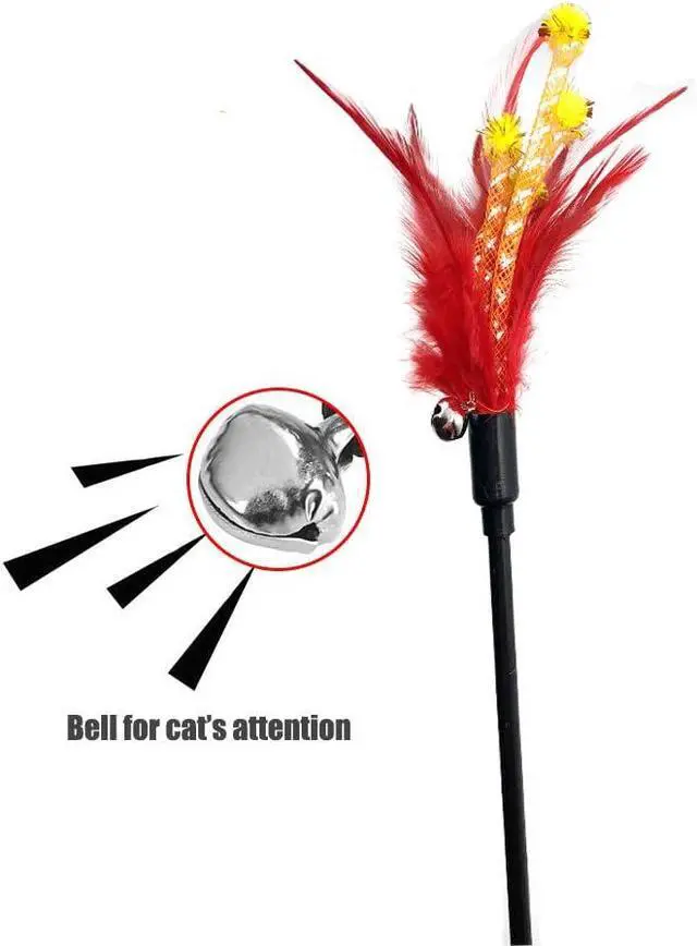 Alt view image 4 of 6 - IUHKBH Cat Wand, 4 PCS Interactive Feather Stick Flexible Kitten Wand Safe Cat Teaser Wand for Indoor, All Breed Sizes