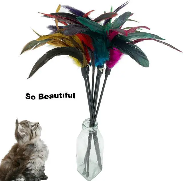 Alt view image 2 of 6 - CATENAS 6 PCS Feather Stick Cat Toys, Interactive Wand for Indoor Cats