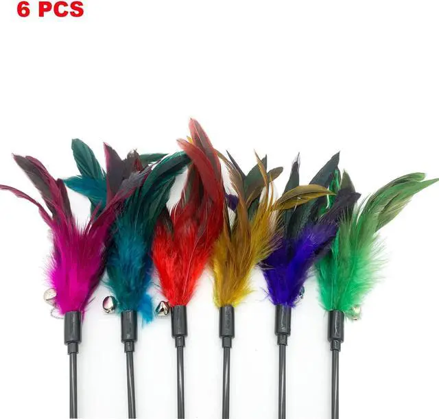 Alt view image 3 of 6 - CATENAS 6 PCS Feather Stick Cat Toys, Interactive Wand for Indoor Cats