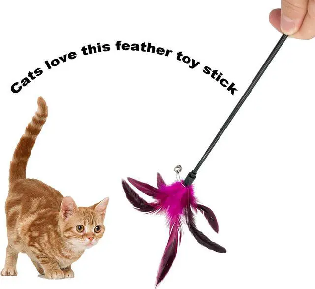 Alt view image 4 of 6 - CATENAS 6 PCS Feather Stick Cat Toys, Interactive Wand for Indoor Cats