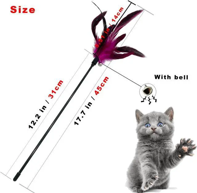 Alt view image 5 of 6 - CATENAS 6 PCS Feather Stick Cat Toys, Interactive Wand for Indoor Cats