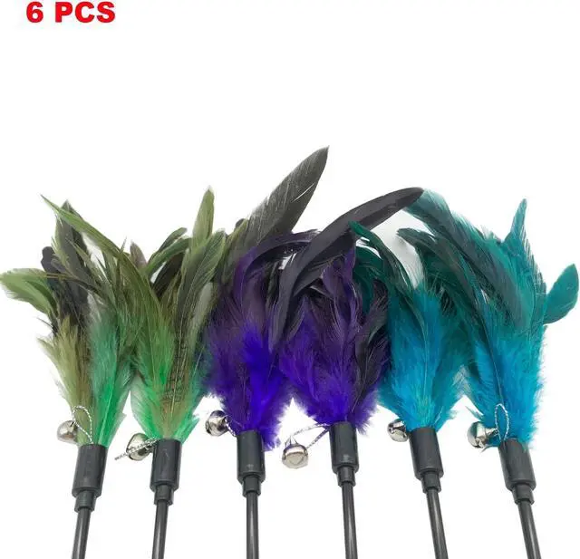 Alt view image 5 of 6 - Cat Wand Toy Feather Stick Cat Toys, 8 Pieces Interactive Cat Toy Feathers Wand for Indoor Cats
