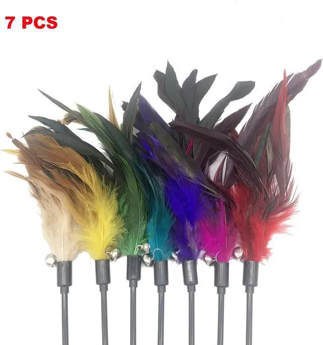 Alt view image 4 of 6 - Cat Wand Toy Feather Stick Cat Toys, 7 Pieces Interactive Cat Toy Feathers Wand for Indoor Cats