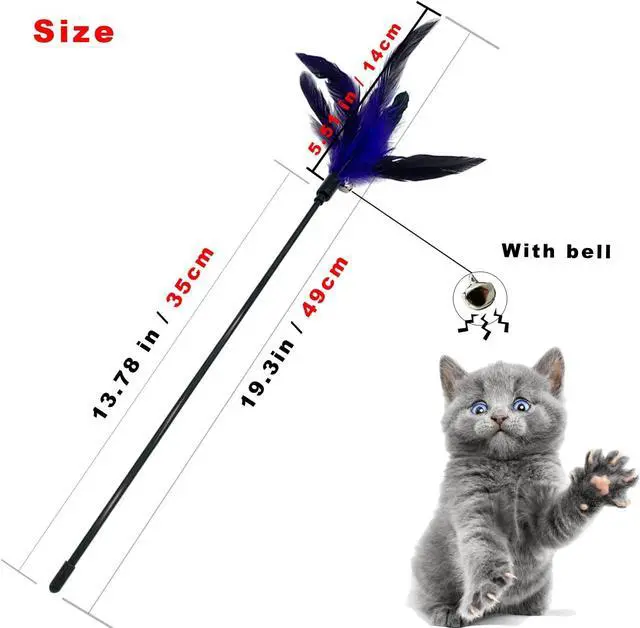 Alt view image 4 of 6 - Cat Wand Toy Feather Stick Cat Toys, 8 Pieces Interactive Cat Toy Feathers Wand for Indoor Cats
