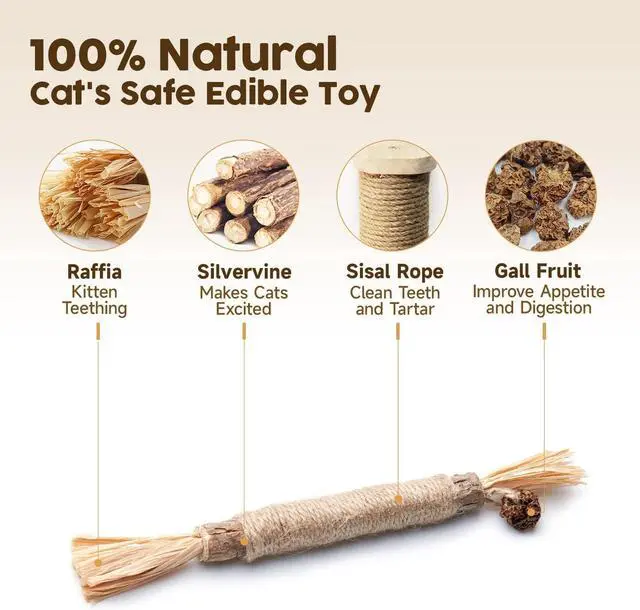 Alt view image 2 of 6 - Potaroma 3 Pack Natural Silvervine Sticks Cat Toys, Catmint Silvervine Blend Sticks, Catnip Kittens Chew Toys Teeth Cleaning, Matatabi Dental Care Cat Treat Edible Kitty Lick Toys, Package May Vary