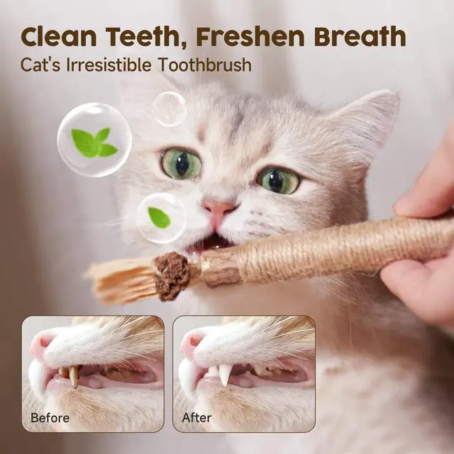 Alt view image 4 of 6 - Potaroma 3 Pack Natural Silvervine Sticks Cat Toys, Catmint Silvervine Blend Sticks, Catnip Kittens Chew Toys Teeth Cleaning, Matatabi Dental Care Cat Treat Edible Kitty Lick Toys, Package May Vary