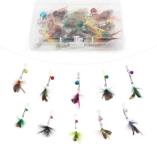 Main image of SONGWAY Mini Cat Wand Toy Replacement - 10 Pieces Insect Worm Cat Toys Attachments, Cat Feather Toy Refills