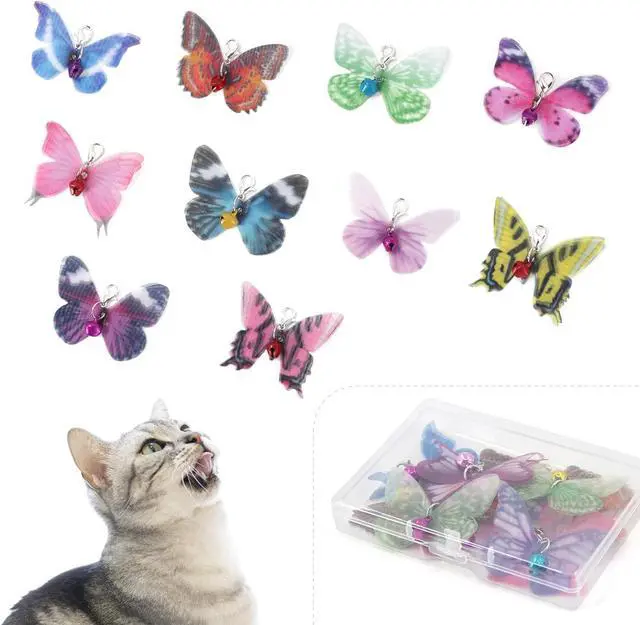 Main image of SONGWAY Cat Butterfly Toy Replacement - 10 Pieces Mini Butterfly Cat Toys Replacement, Teaser Wand Toy Attachments, Insect Cat Toys Accessories Parts