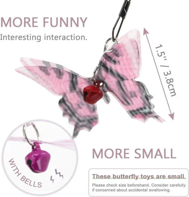 Alt view image 2 of 6 - SONGWAY Cat Butterfly Toy Replacement - 10 Pieces Mini Butterfly Cat Toys Replacement, Teaser Wand Toy Attachments, Insect Cat Toys Accessories Parts