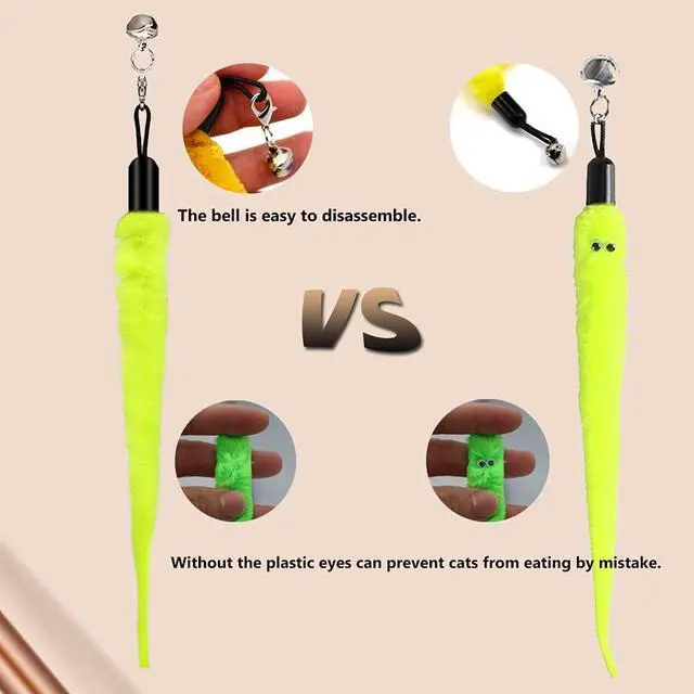 Alt view image 3 of 5 - LASOCUHOO Cat Worm Toys, (10 Packs) Interactive Cat Wand Replacement, Wand Refill Attachments for Indoor and Ourdoor Cats