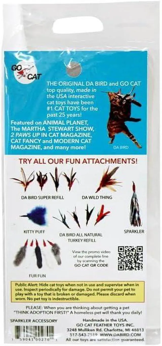 Alt view image 3 of 5 - GoCat Da Bird Cat Toy Refill Accessories, Handmade in the USA, Sparkler