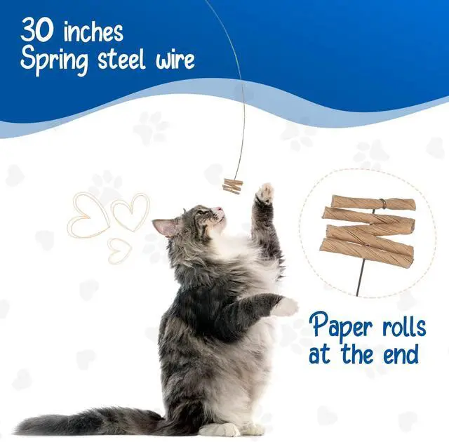 Alt view image 4 of 7 - Cat Dancer Interactive Cat Toy - Fun and Fitness for Your Furry Friend - Engaging Paper Roll Attached with 30 Inches Flexible Spring Steel Wire for Playful Cats 3 Pack