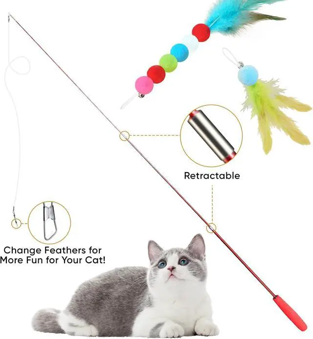 Alt view image 2 of 7 - Cat Toys for Indoor Cats, 13 Packs Interactive Cat Wand Toy Set