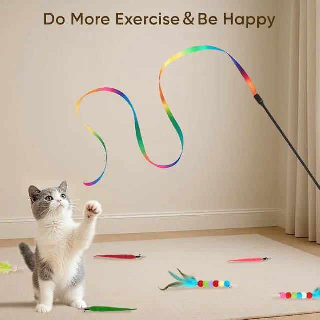 Alt view image 7 of 7 - Cat Toys for Indoor Cats, 13 Packs Interactive Cat Wand Toy Set