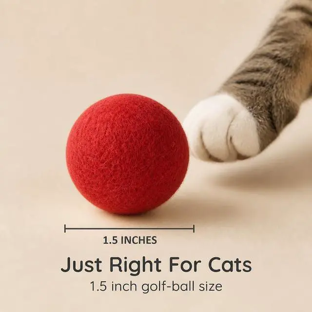 Alt view image 5 of 7 - Wool Cat Toys - Felt Balls Assortments for Small Pet Fetch and Play - Eco Friendly Quiet Wool Ball Toy for Cats and Kittens - 6 PCS Choose Your Colors (Variety Pack)