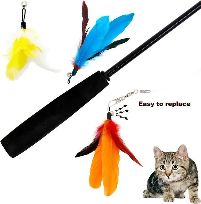 Alt view image 3 of 6 - Cat Feather Toys Refills, 14 Pieces Natural Feathers Refills, Cat Wand Replacement Feathers Toy for Indoor Cats