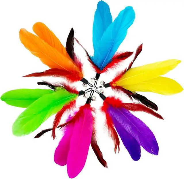 Alt view image 4 of 6 - Cat Feather Toys Refills, 14 Pieces Natural Feathers Refills, Cat Wand Replacement Feathers Toy for Indoor Cats