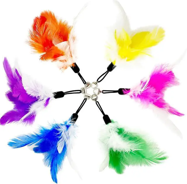 Alt view image 5 of 6 - Cat Feather Toys Refills, 14 Pieces Natural Feathers Refills, Cat Wand Replacement Feathers Toy for Indoor Cats