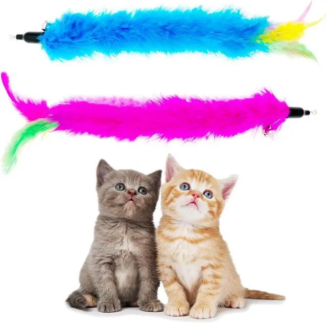 Alt view image 6 of 6 - Cat Feather Toys Refills, 14 Pieces Natural Feathers Refills, Cat Wand Replacement Feathers Toy for Indoor Cats
