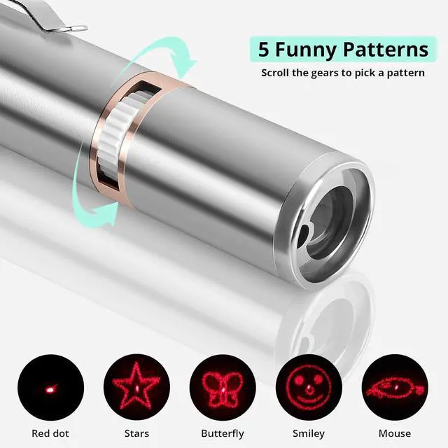 Alt view image 3 of 7 - TBTeek Cat Toys, with Metal Case, 2 Pieces, Rechargeable, 7 Adjustable Patterns, Interactive Kitten Pet Dog Chase Toy for Cats Fun Playing Exercise