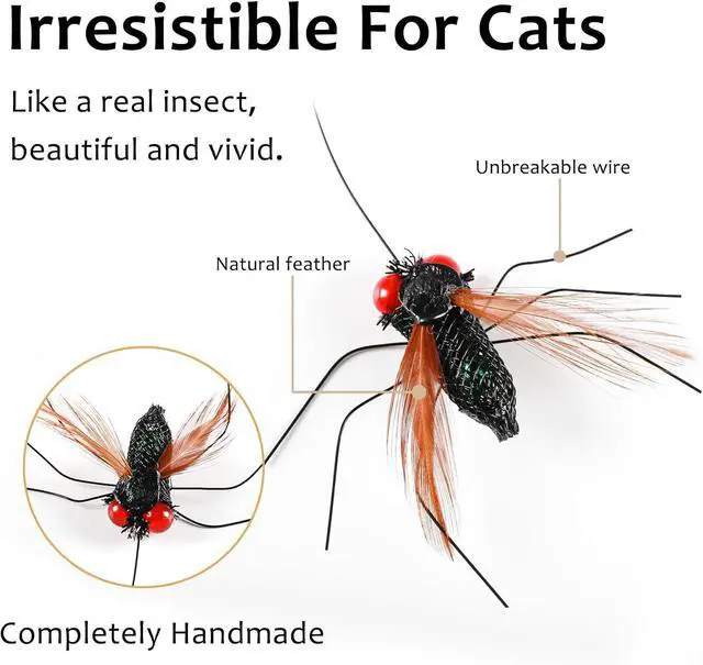Alt view image 4 of 7 - Cat Wand Toy, 4PC Flying Bug Toys for Cats(4PC Bug Refills + 1PC Cat Wand)