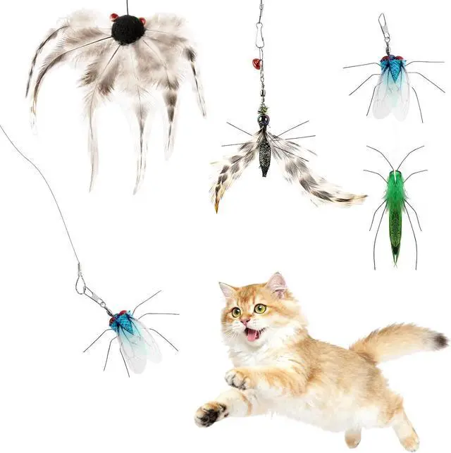 Main image of Cat Wand Toy, 4PC Flying Bug Toys for Cats(4PC Bug Refills)