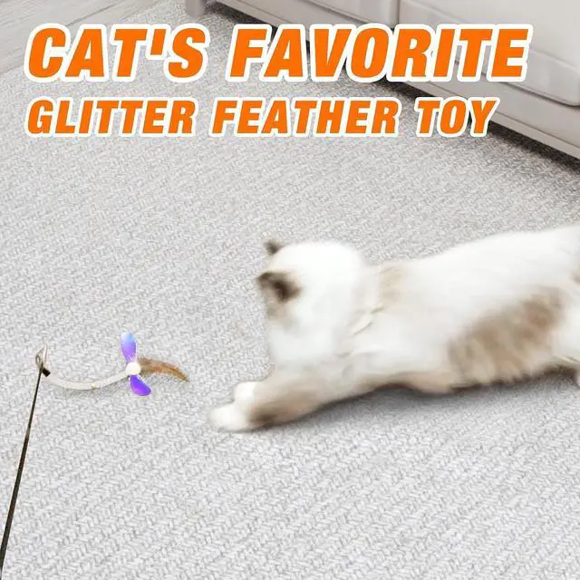 Alt view image 5 of 6 - JXFUKAL Cat Feather Toy Refills, 4Pcs Simulation Butterfly Dragonfly Glitter Piece Feather Cat Lures Wand Attachment Replacement for Kitty Kitten Indoor Cats Accessories