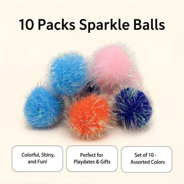 Alt view image 4 of 7 - LASOCUHOO Cat Toys, 30 Packs Interactive Cat Toy Pack Including Cat Crinkle Balls, Cat Sparkle Balls, Spiral Springs for Kitten Random Color