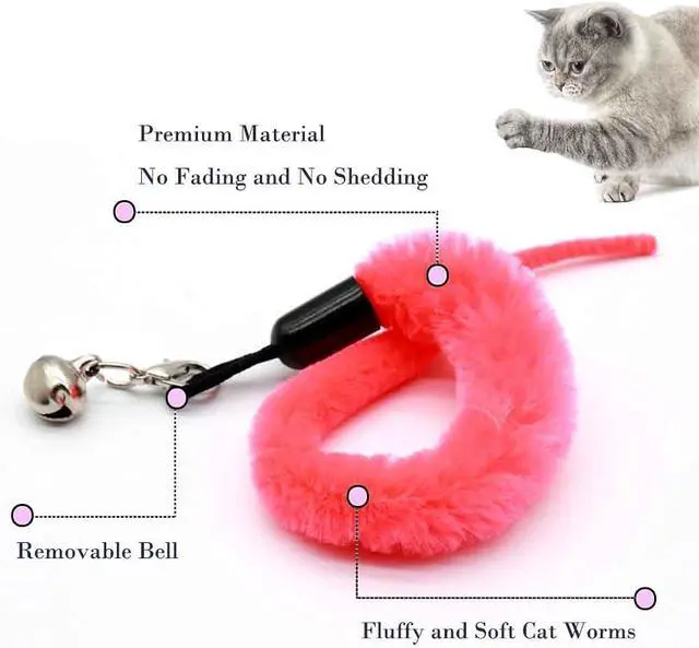 Alt view image 2 of 5 - LASOCUHOO Cat Worm Toys, (10 Packs) Interactive Cat Wand Replacement, Wand Refill Attachments for Indoor and Ourdoor Cats