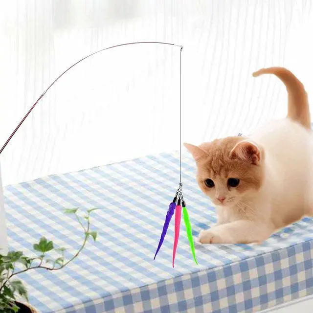 Alt view image 4 of 5 - LASOCUHOO Cat Worm Toys, (10 Packs) Interactive Cat Wand Replacement, Wand Refill Attachments for Indoor and Ourdoor Cats