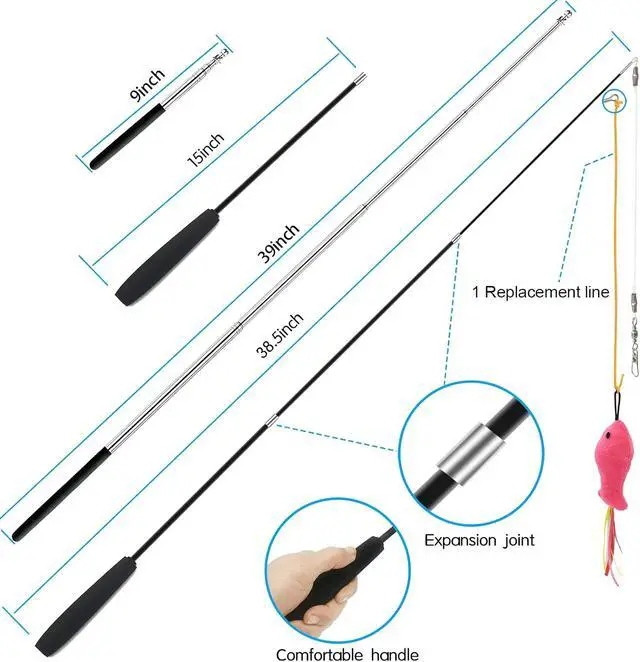 Alt view image 2 of 6 - ZPH Cat Toys,Interactive Feather Variety Pack for Cats Wand Kitten Toy-Includ Cat Exercise Toy Fluffy Mouse Worms&Fish