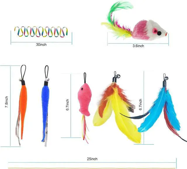 Alt view image 3 of 6 - ZPH Cat Toys,Interactive Feather Variety Pack for Cats Wand Kitten Toy-Includ Cat Exercise Toy Fluffy Mouse Worms&Fish
