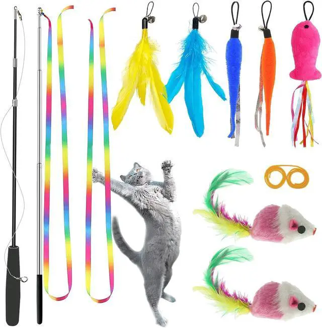 Main image of ZPH Cat Toys,Interactive Feather Variety Pack for Cats Wand Kitten Toy-Includ Cat Exercise Toy Fluffy Mouse Worms&Fish
