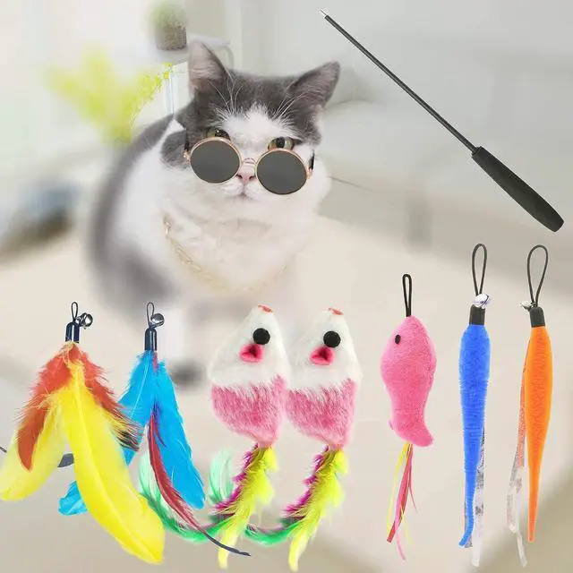 Alt view image 4 of 6 - ZPH Cat Toys,Interactive Feather Variety Pack for Cats Wand Kitten Toy-Includ Cat Exercise Toy Fluffy Mouse Worms&Fish