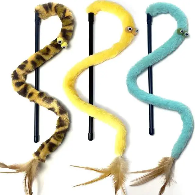 Main image of Cat Toys for Indoor Toys,Rainbow Cat Wand Toys,Feather Flips Plush Ball Cat Toys,Interactive Feather Toy for Teaser Play and Chase Exercise with Kitten 3 Pack (Pack 3)