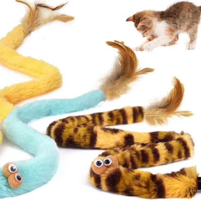Alt view image 2 of 6 - Cat Toys for Indoor Toys,Rainbow Cat Wand Toys,Feather Flips Plush Ball Cat Toys,Interactive Feather Toy for Teaser Play and Chase Exercise with Kitten 6 Pack