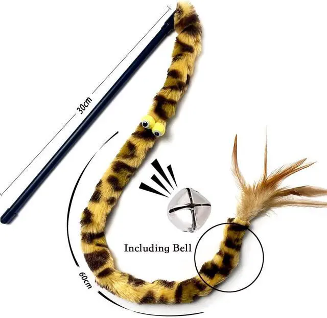 Alt view image 3 of 6 - Cat Toys for Indoor Toys,Rainbow Cat Wand Toys,Feather Flips Plush Ball Cat Toys,Interactive Feather Toy for Teaser Play and Chase Exercise with Kitten 3 Pack (Pack 3)