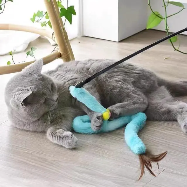 Alt view image 6 of 6 - Cat Toys for Indoor Toys,Rainbow Cat Wand Toys,Feather Flips Plush Ball Cat Toys,Interactive Feather Toy for Teaser Play and Chase Exercise with Kitten 3 Pack (Pack 3)