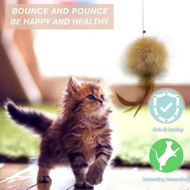 Alt view image 4 of 5 - Cat Toys - Rainbow Wand, Feather Flips Plush Ball, Interactive Feather Teaser for Kitten Exercise - 3 Pack