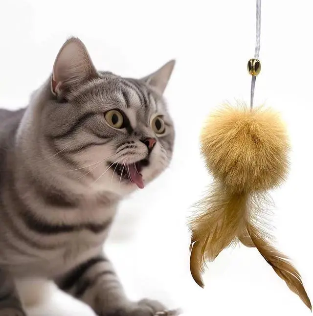 Alt view image 5 of 5 - Cat Toys - Rainbow Wand, Feather Flips Plush Ball, Interactive Feather Teaser for Kitten Exercise - 3 Pack